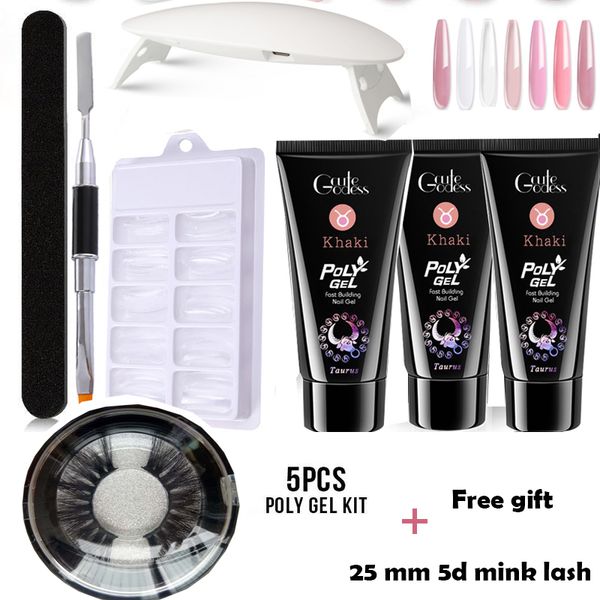 

25mm 5d mink lashes 5 pcs polygel nail kit set acrylic nail kit maquillaje makeup tool portable