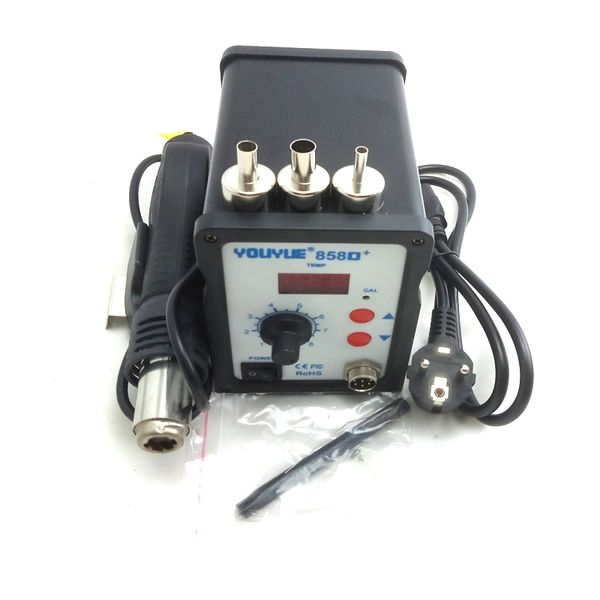 

858d+ esd soldering station air rework station led digital air gun 220v 700w + 3 nozzle better than at858d saike 8586d