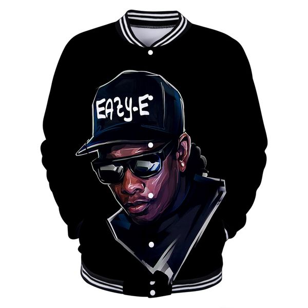 

eazy hop dropshipping e track jackets streetwear mens 2021 hip rap coats white uniform jackets eazy e baseball gangsta asjkb, Black