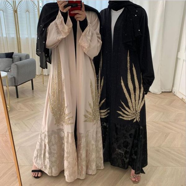 

full length embroidery opened muslim abaya diamond beading peignoir fashion dubai islamic abayas prayer service clothing f1656, Red
