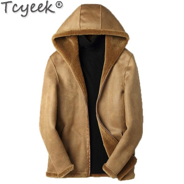 

short real fur coat men's leather jacket autumn winter sheep shearing wool coat two sides wear f-ylq-lm01 kj1123, Black