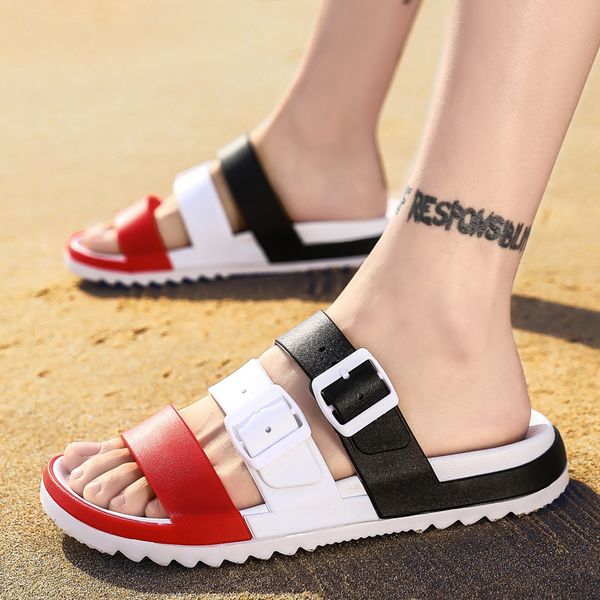 

adisputent sandals fashion sandals for women men summer slippers open toe big size sandal beach slides women summer shoes, Black