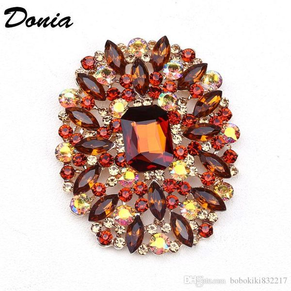 

donia jewelry european and american popular color brooch oval large glass christmas brooch gift brooch coat scarf accessories, Gray