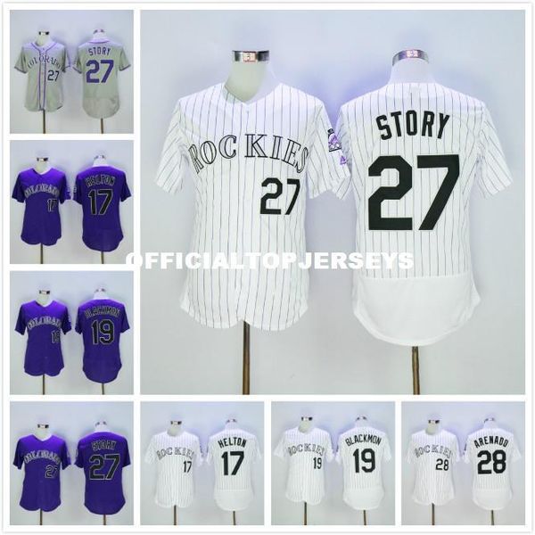

17 todd helton 27 trevor story 19 charlie blackmon 28 nolan arenado jersey, Black;blue