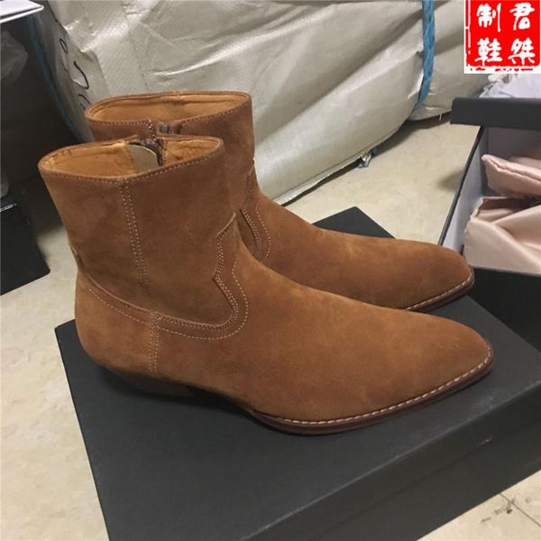 

new list customized handmade man catwalk fashion genuine leather jodhpur luxury boots martin men denim boot, Black