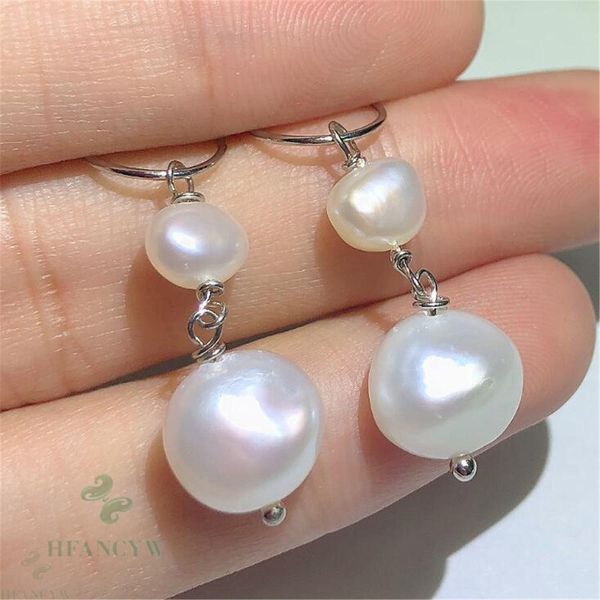

11-12mm natural baroque freshwater pearl earrings fashion classic women jewelry cultured flawless irregular luxury earbob, Silver