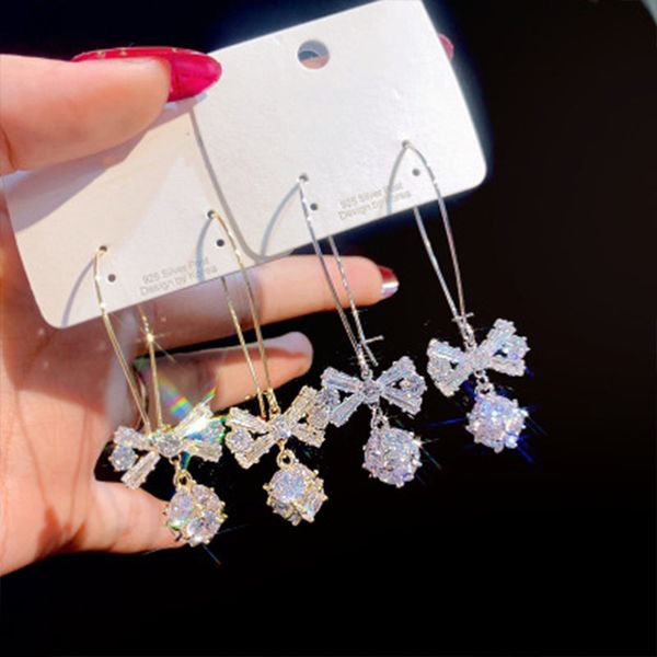 

luxury popular cubic zircon earrings women cute butterfly type earring wedding earring fashion jewelry, Silver