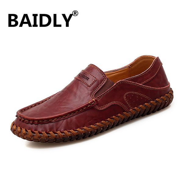 

genuine leather men shoes soft moccasins loafers fashion brand men flats comfy driving shoes big size 39-48, Black