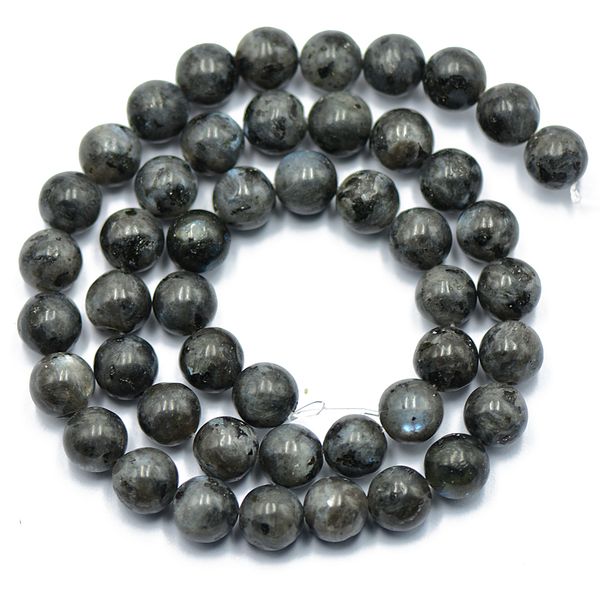 

8mm black stone loose beads strand 15.5 inch