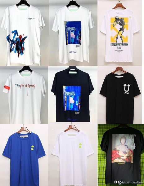

20ss brushed classic logo print t shirt men women off couple summer casual street t-shirt designer white t shirts, White;black