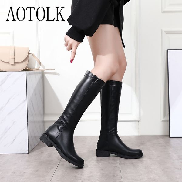 

women high boots leather pu winter shoes warm platform square heels black boots knee high woman shoes riding new 20