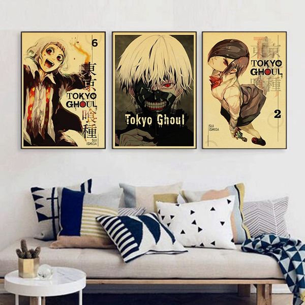 

japanese cartoon anime tokyo ghoul zombie vintage paper poster wall painting home decoration 42x30 cm 30x21 cm