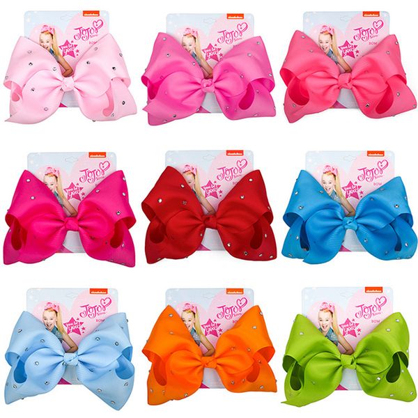 8'' JOJO Band Haarschleifen für Mädchen Baby Jojo Siwa Kristall Strass Haarspangen Kinder Kinder Candy Farbe Mode Große Haarschmuck