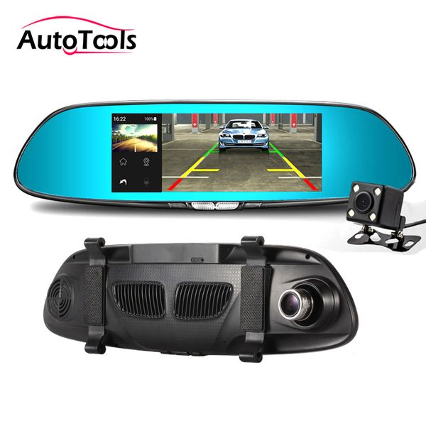 

7 inch full hd 1080p car dvr with touch screen video recorder camera dual lens with rear view camera auto registrator dash cam