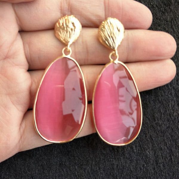

розовый зеленый прозрачный капли воды мотаться серьги bijoux femme женские ювелирные изделия длинные серьги для женщин букле d'oreille подар, Silver
