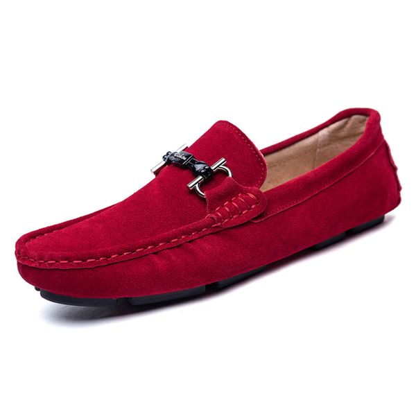 

brand men loafers men's casual shoes suede leather mocassim masculino breathable slip on boat shoes chaussures hommes, Black