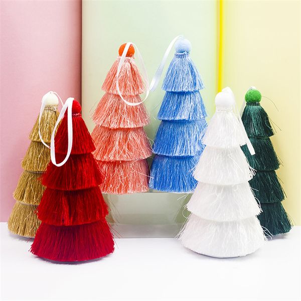 

christmas decorations xmas new year fabric multi-colored tassel christmas tree pendant creative home decoration ornaments sa194