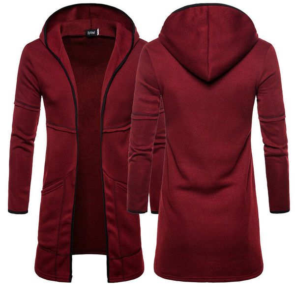 

long thin jacket men jaqueta masculino 2019 winter autumn long sleeve streetwear raglan zipper coat hoddie jackets, Black;brown