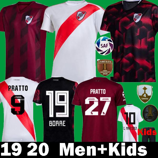 

2019 2020 campeon 4 libertadores river plate home away third soccer jerseys 19 20 kids kits camisetas futbol martinez perez football shrits, Black;yellow