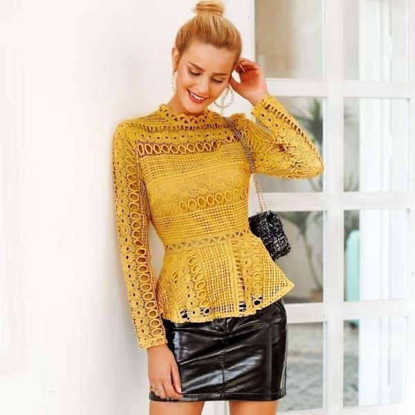 

ladies designer blouses for women elegant lace hollow out blouse shirt women ruffles long sleeve white autumn winter lady