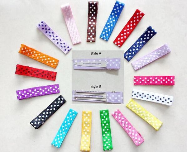 

60pcs hair accessories polka dot hair clip ribbon covered duckbill single prong alligator hair pin for baby girl bows flower headwear fj3225, Slivery;white