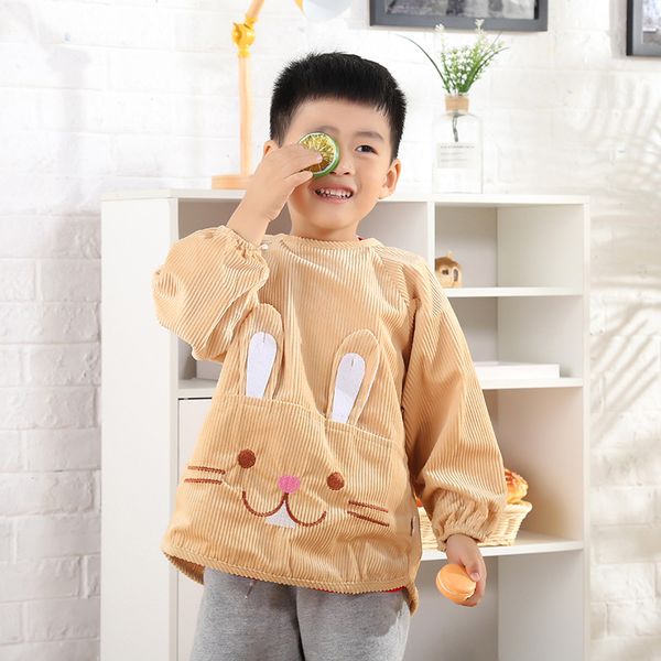 

crystal fleece gown childrens waterproof anti-dressing baby long-sleeved apron infant mother and baby bib