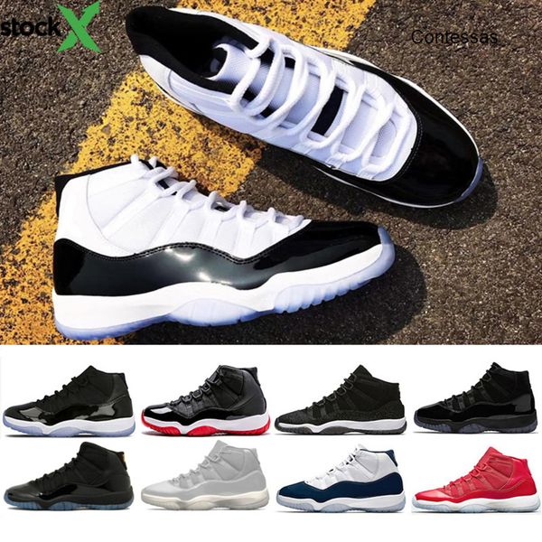 

new 11 concord 45 prom night jordon basketball shoes men women platinum tint cap and gown bred gamma blue sports shoe sneaker