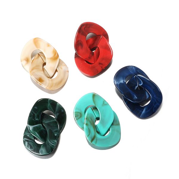

new big statement acrylic earrings 2019 fashion red color double layer resin drop earrings for women party jewelry brincos, Silver
