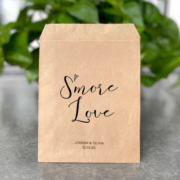 

smore love - wedding favour paper bags/custom name and date cookie donuts candy bags