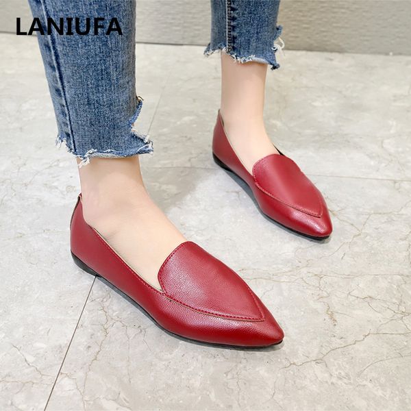 

summer casual flats women shoes pu leather slip on oxfords shoes women sandals comfortable flats ballet sandals mujer &154, Black