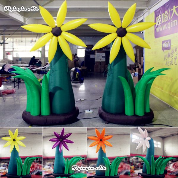 Grande flor de margarida simulada inflável 3m altura personalizada planta de flor artificial para o parque e decoração do partido