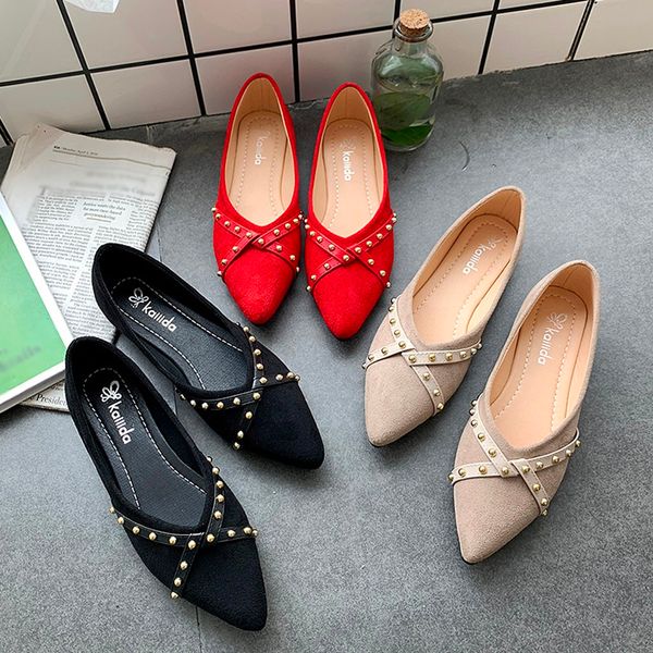 

women rivet bow flats shoes candy color slip on flat shoes ballet flats, Black