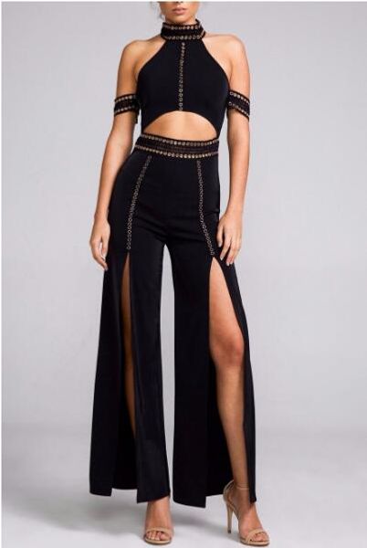 

celebrity black mantual beading 2 pieces set open fork rayon bandage set cocktail party, Gray