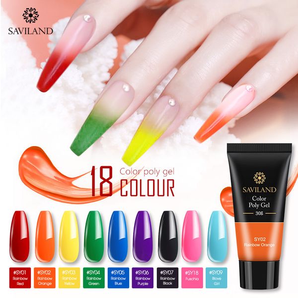 

saviland 30g color poly gel finger extension 18 colors polygel nail gel camouflage uv hard polish fast builder, Red;pink