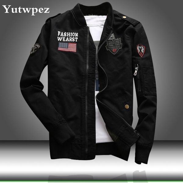 

new bomber jacket men spring autumn army green jackets mens tactical coat man casual jacket male clothing 4xl, Black;brown