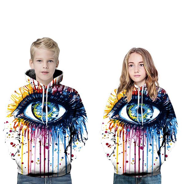 

teen kids girl boy eyes fleece print cartoon sweatshirt pocket pullover hoodie fortnited enfant sweat toddler boy sweatshirt, Black
