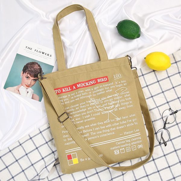

women canvas tote bag fashion shoulder bag concise letter printing shoulder cloth bags for women 2020 duty cotton shopping bags
