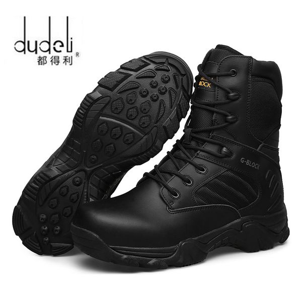 

dudeli men winter leather black special force desert ankle combat boots safety work shoes army boots