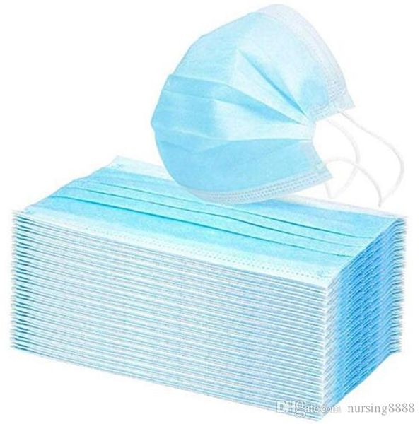 

in stockdisposable face mask 3 layer ear-loop dust mouth masks cover 3-ply non-woven disposable dust mask soft breathable outdoor part p86