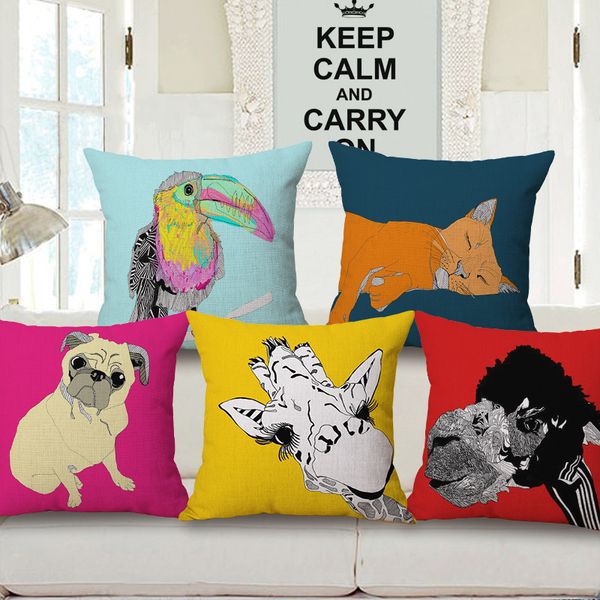

fashion animal hold cotton pillow case parrot cushion set home furnishing sofa back cushion lovely kitty cushion