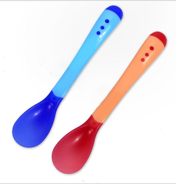 

1pcs baby silicone spoon baby safety temperature sensing tool children tableware feeding spoon tool
