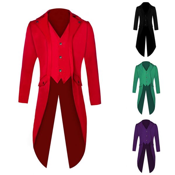 

мужчины vintage костюм куртка длинные смокинг vintage стимпанк ретро фрак однобортный готические викторианский сюртуке косплей, White;black