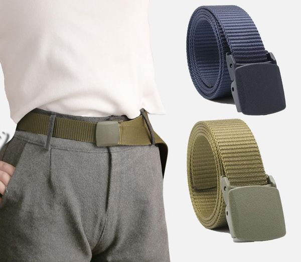 

new canvas men's belt plastic buckle hypoallergenic nylon quick-drying belt lightweight outdoor sports and leisure unisex, Black;brown