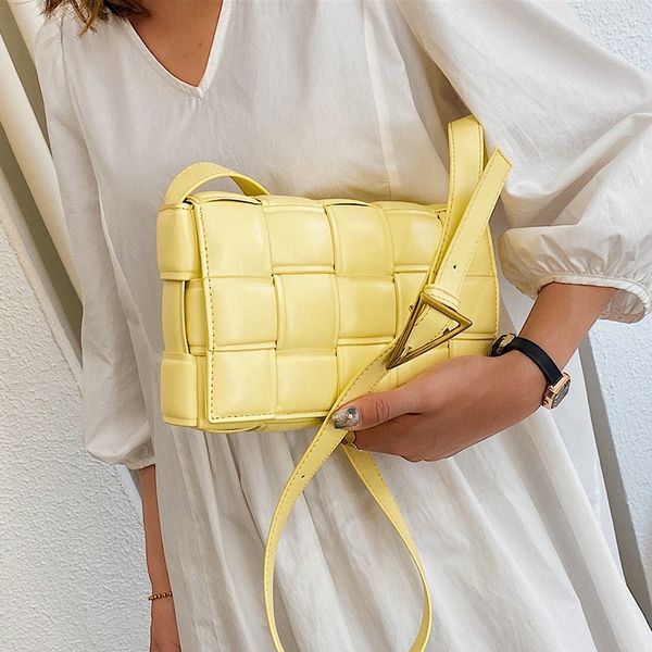 

hand-woven women's pillow bag soft leather shoulder messenger bag crossbody bags clutch purse lady handbags totes