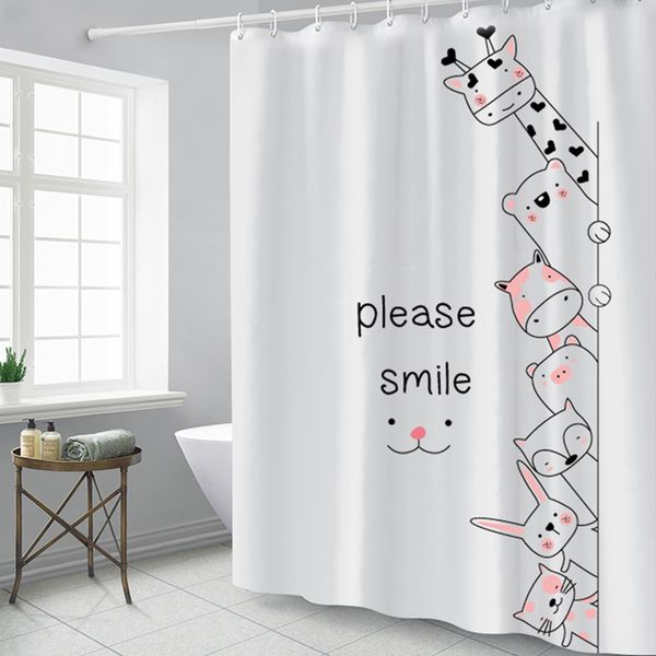

new thicken fabric cartoon animals printing shower curtain nordic waterproof mildewproof polyester bathroom curtain