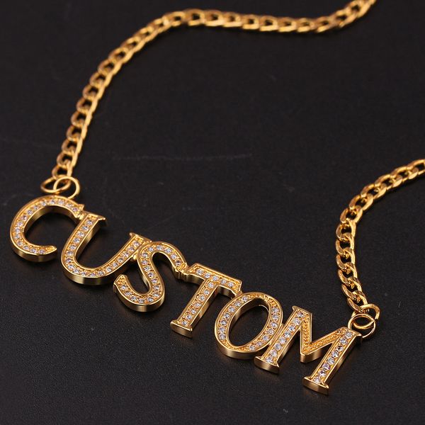 

custom name crystal pendant letters necklace for women men numbers personalized zirconia pendant simple christmas jewelry gift, Silver