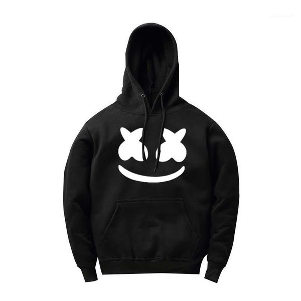 

весенняя мода мужская одежда мужской дизайнерский пуловер сплошной цвет с капюшоном мужские кофты улыбка печатный длинный рукав, Black
