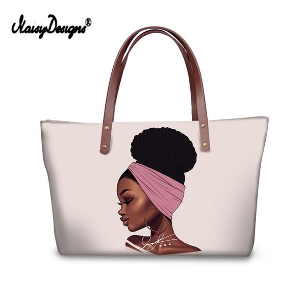 

noisydesigns art afro print women shopping bag tote hand pink girl casual handle beach shoulder foldable eco custom d