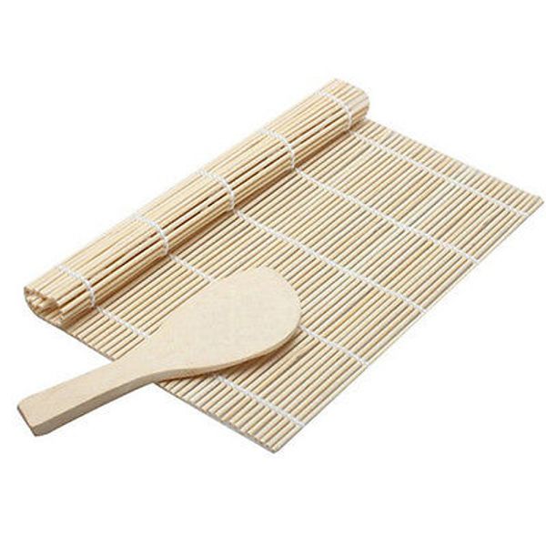 

sell 24*24cm roller rice mat with a spoon sushi maker kit rice roll mold kitchen diy mould roller mat rice paddle set