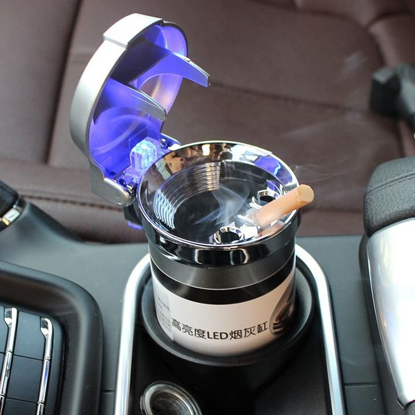 

car styling portable auto car led light up ashtray smokeless ash holder cup
